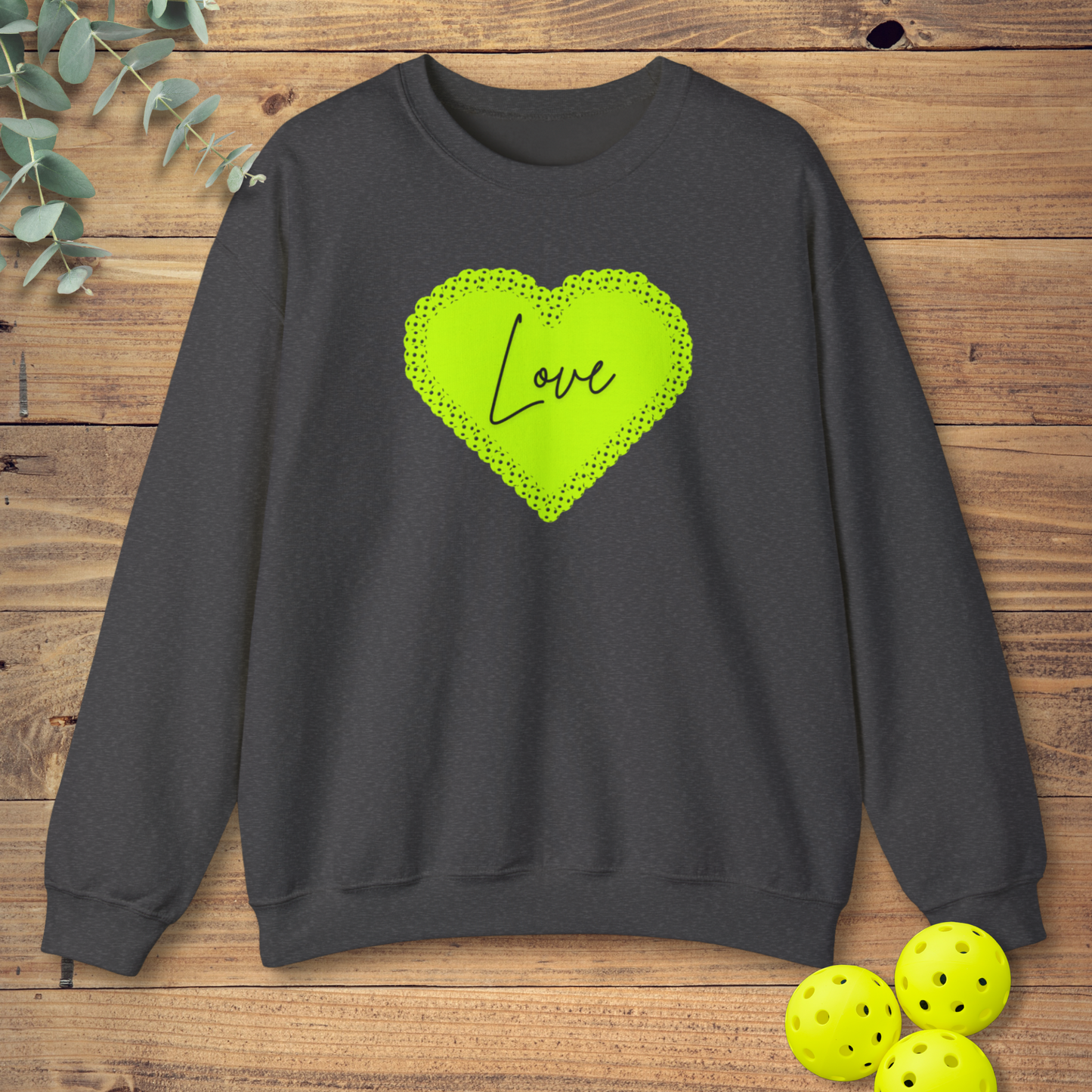 Green Pickleball Heart Sweatshirt