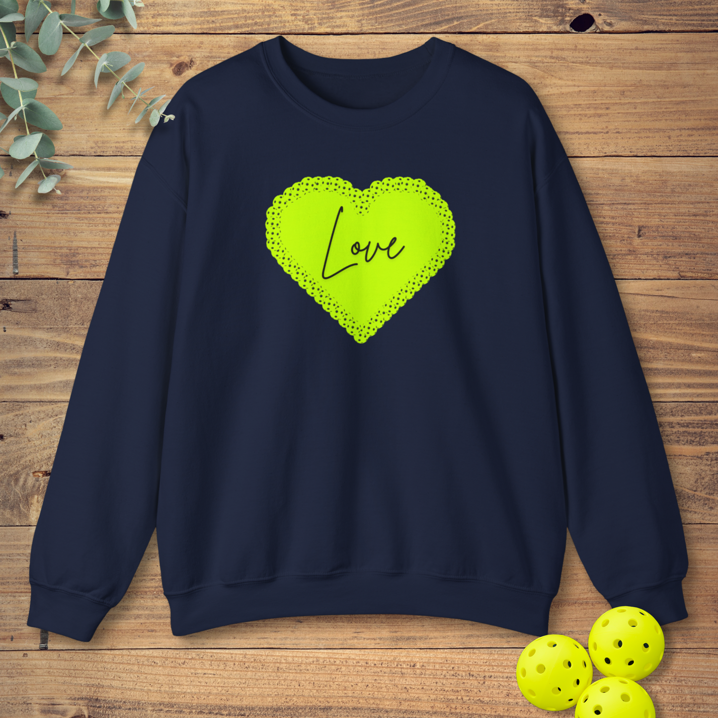 Green Pickleball Heart Sweatshirt