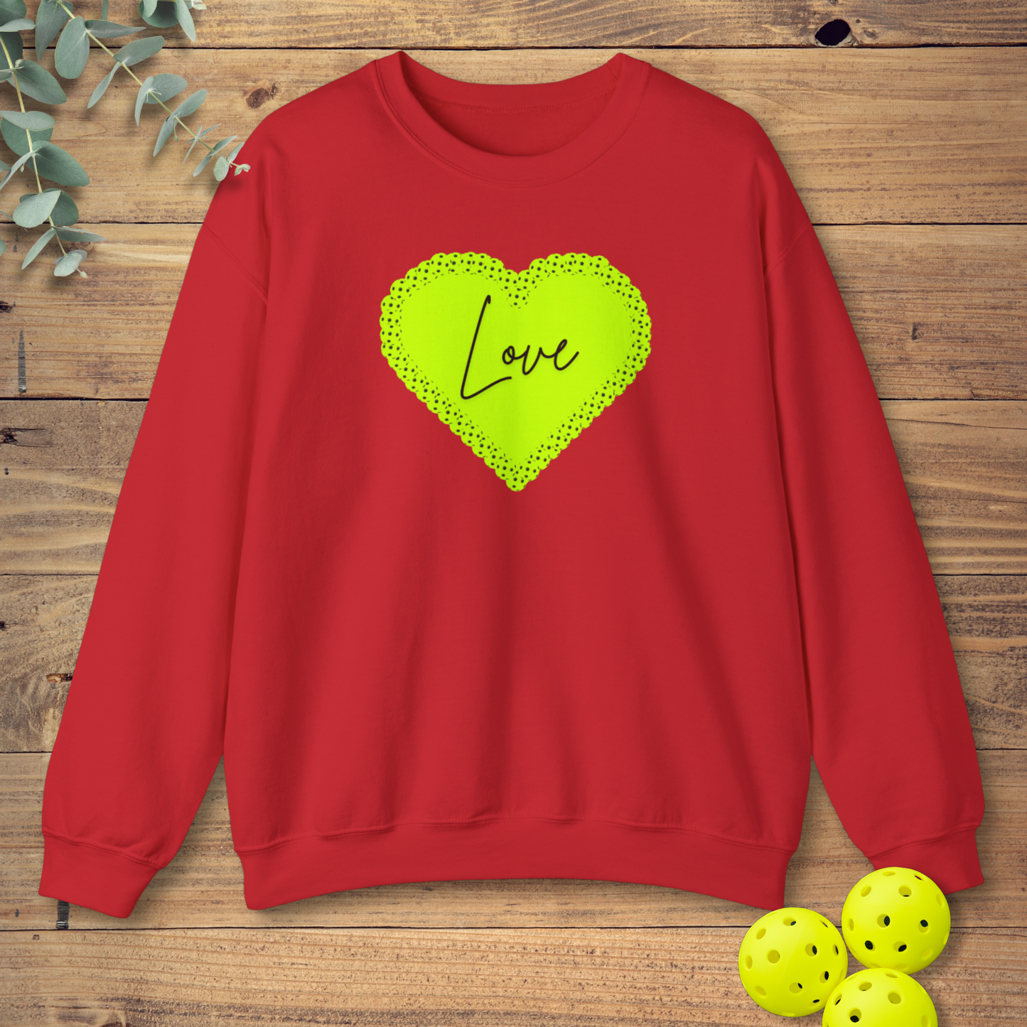 Green Pickleball Heart Sweatshirt