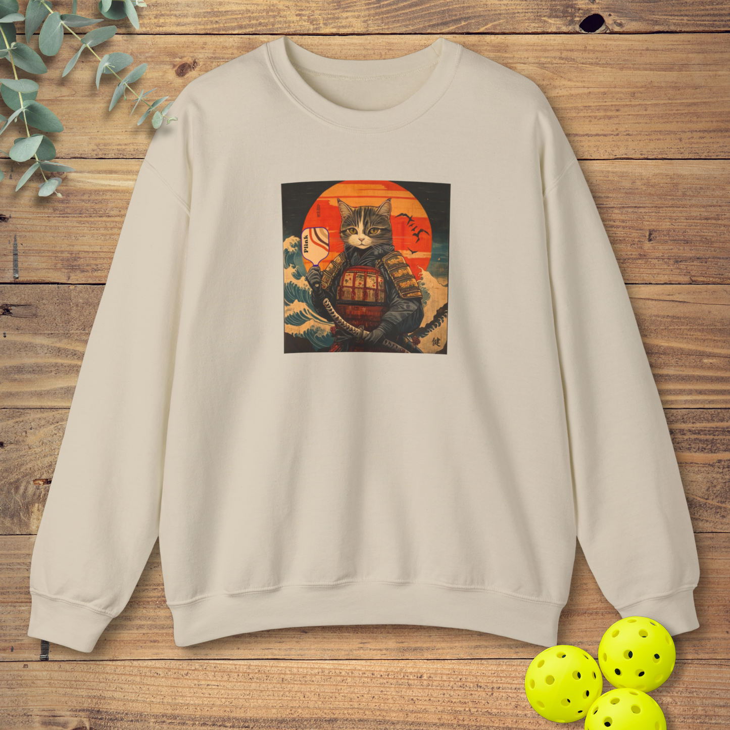 Pickleball Samurai Cat Plink Sweatshirt