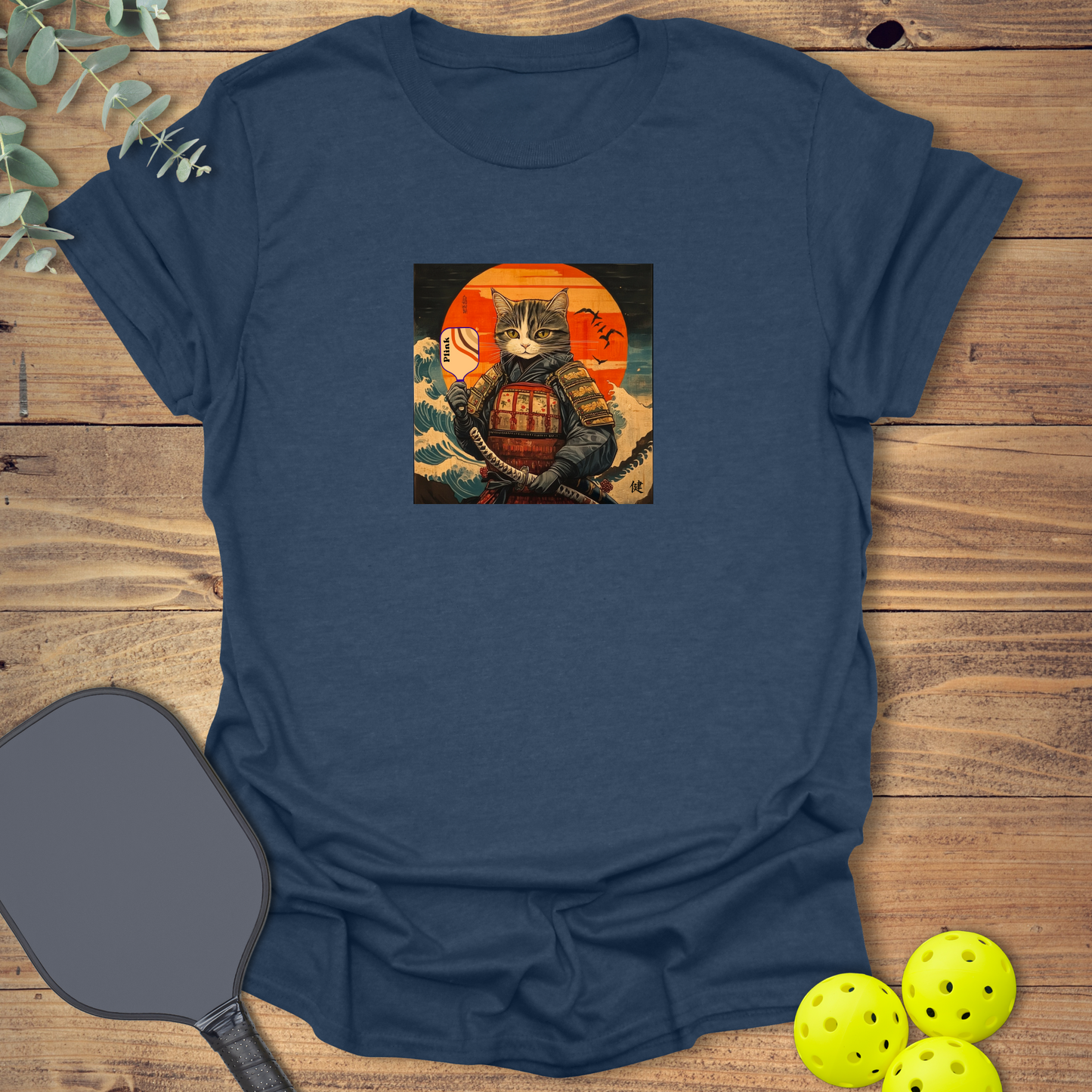 Samurai Cat Plink Pickleball T-Shirt