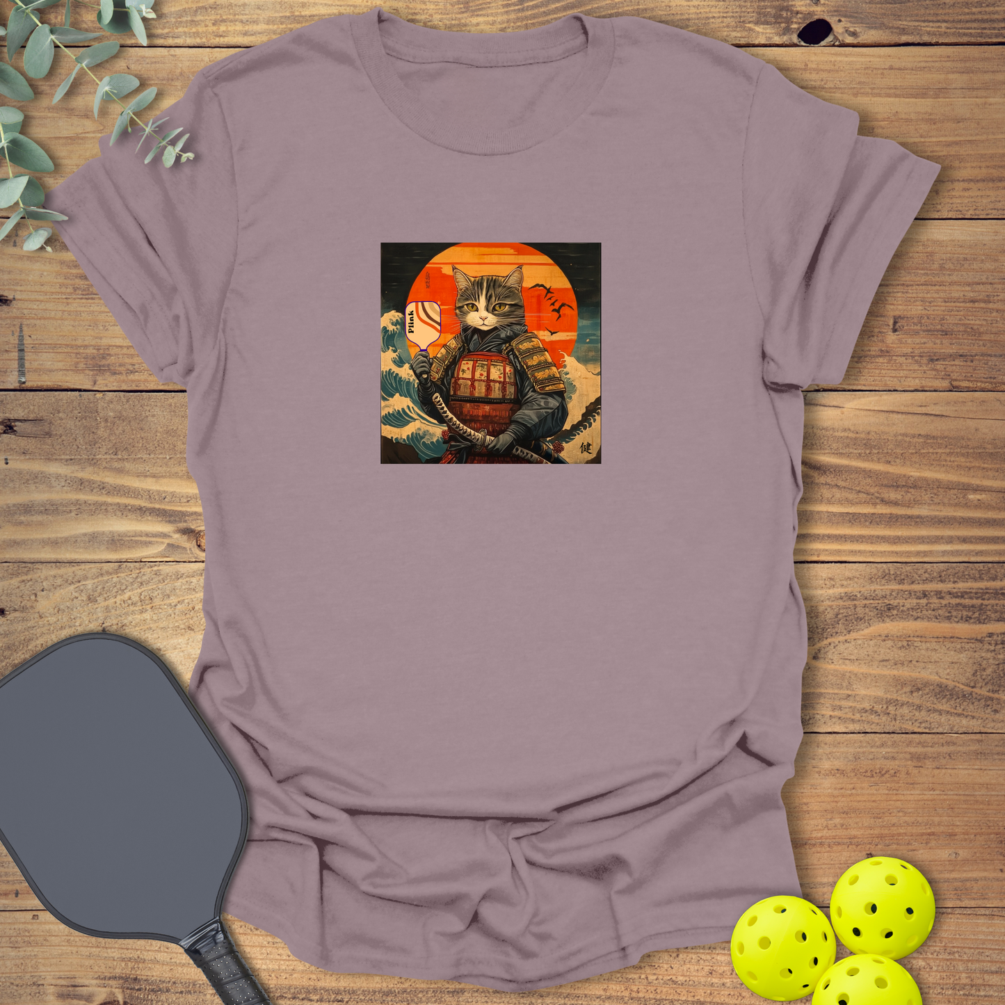 Samurai Cat Plink Pickleball T-Shirt
