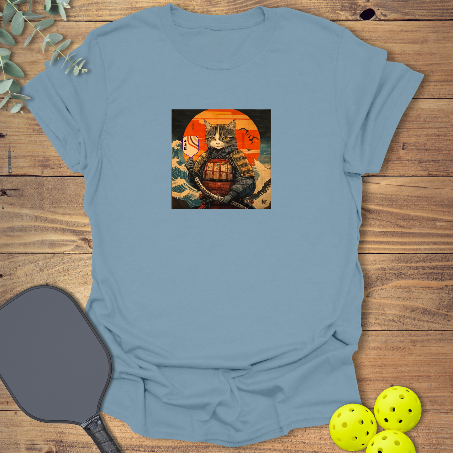 Samurai Cat Plink Pickleball T-Shirt