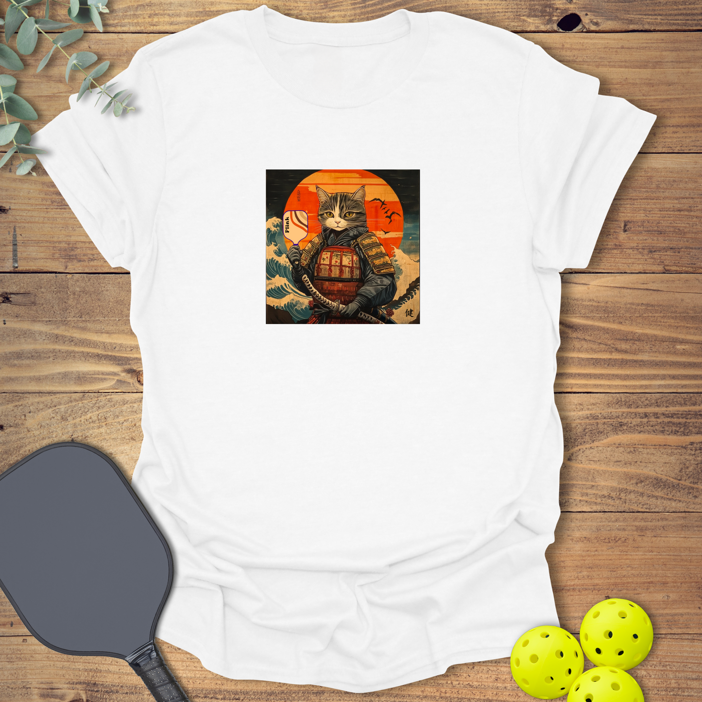 Samurai Cat Plink Pickleball T-Shirt