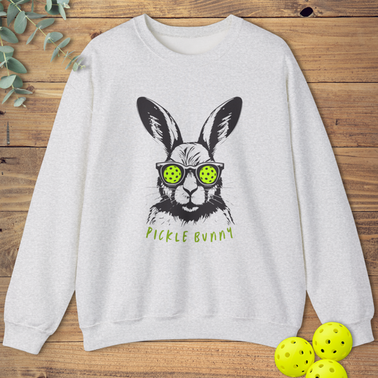 Funny pickleball t-shirt with a tough-looking easter bunny in ash