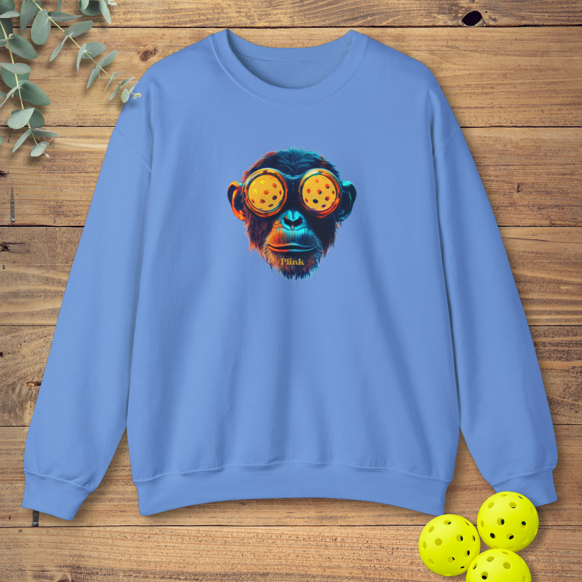 funny pickleball sweatshirt with a cyberpunk-style design in blue