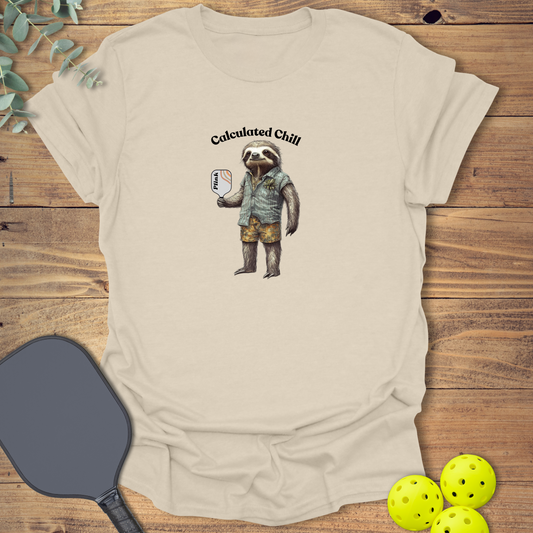 funny pickleball t-shirt with a sloth design in natural color