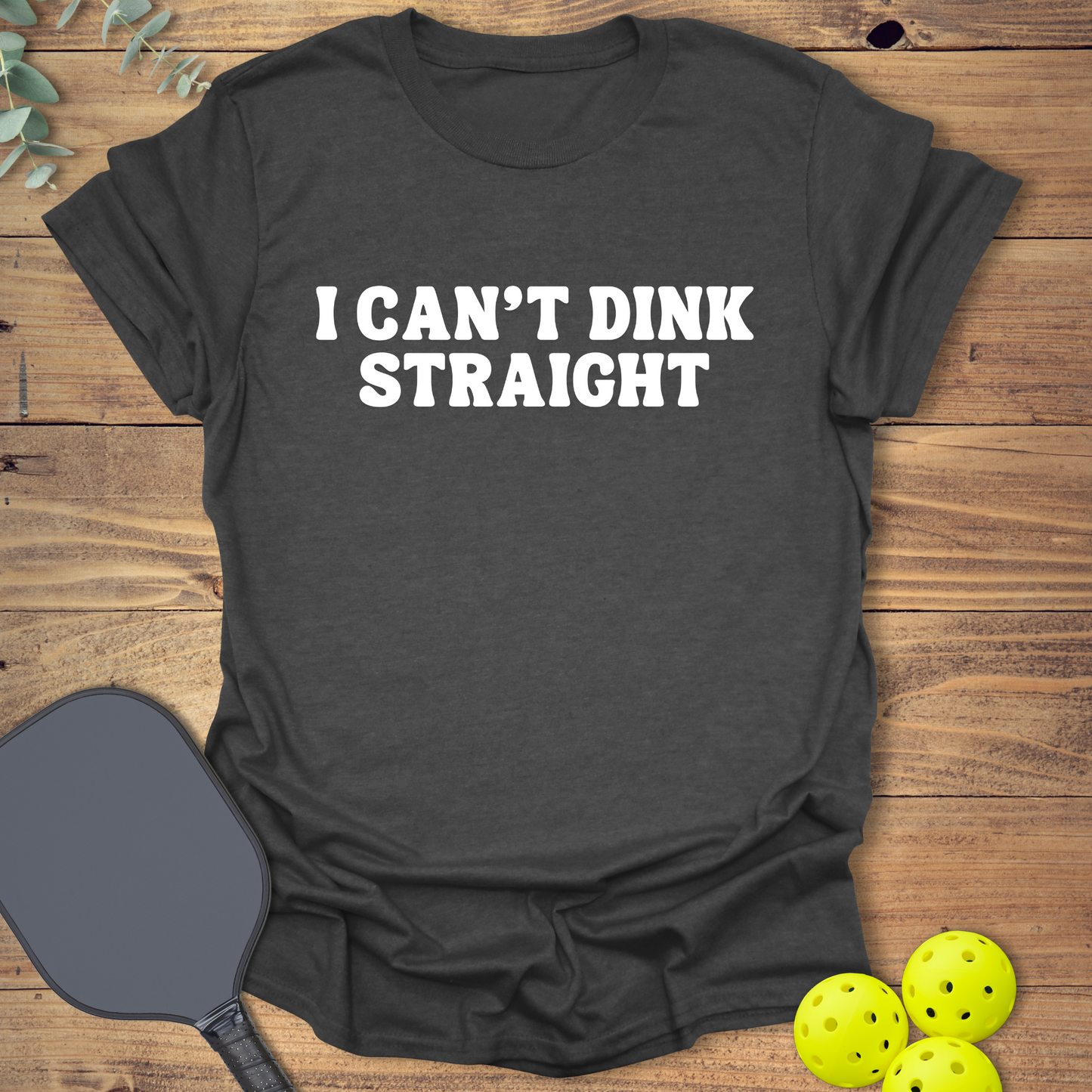 funny pickleball t-shirt with a dink slogan in heather grey