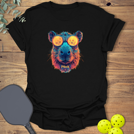 funny pickleball t-shirt with a cyberpunk-style design in black