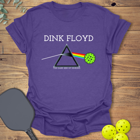 funny pickleball t-shirt with a dink floyd graphic in heather purple