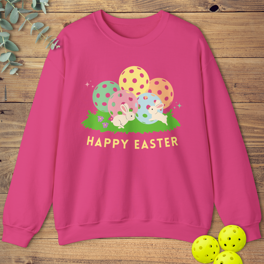 cute pickleball sweatshirt to celebrate easter in bright pink