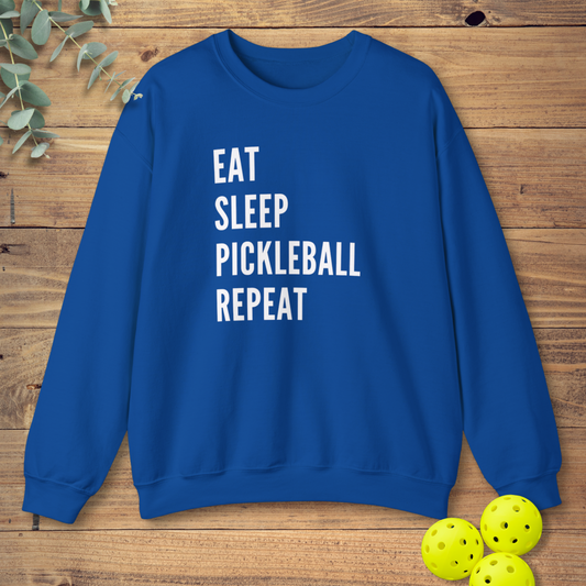 funny pickleball sweatshirt with a classic design in royal blue