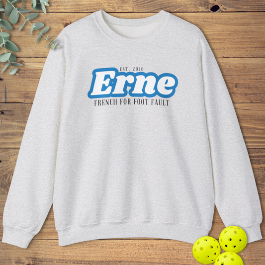 pickleball sweatshirt with an erne slogan in light grey