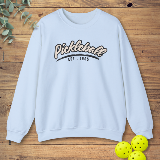 pickleball sweatshirt with the established date in light blue