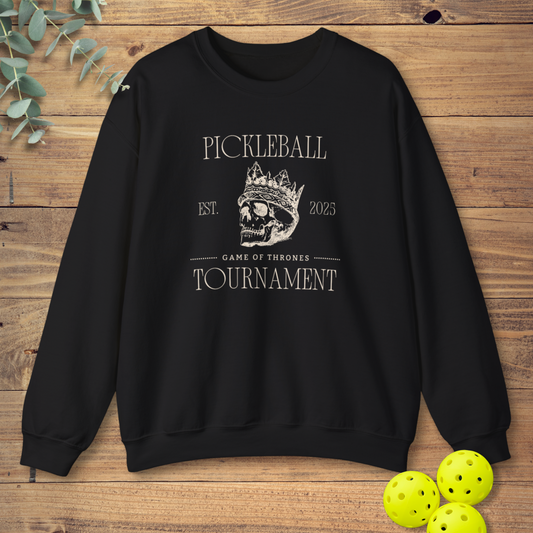 pickleball sweatshirt with a pop culture design in black