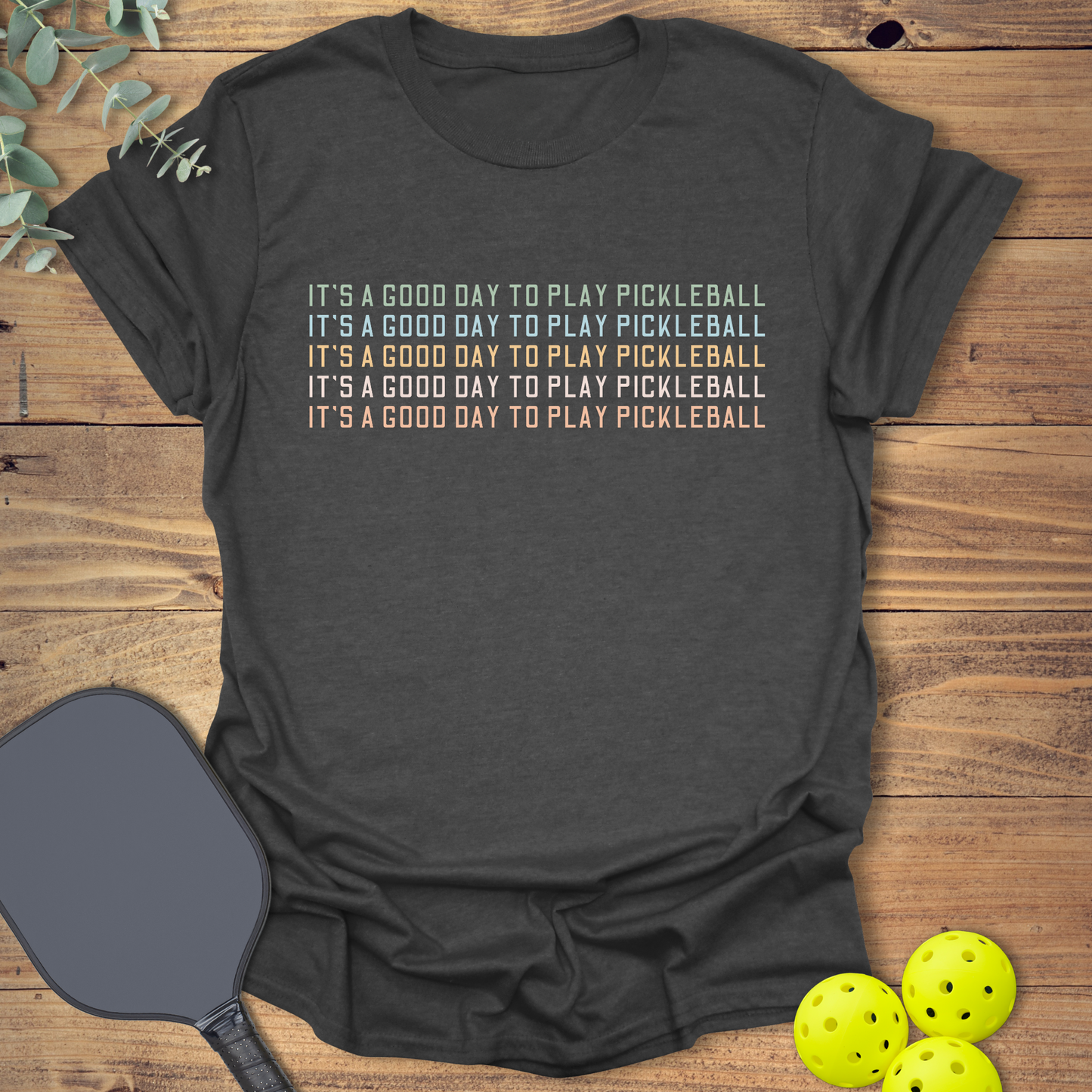 fun pickleball t-shirt to play pickleball in grey