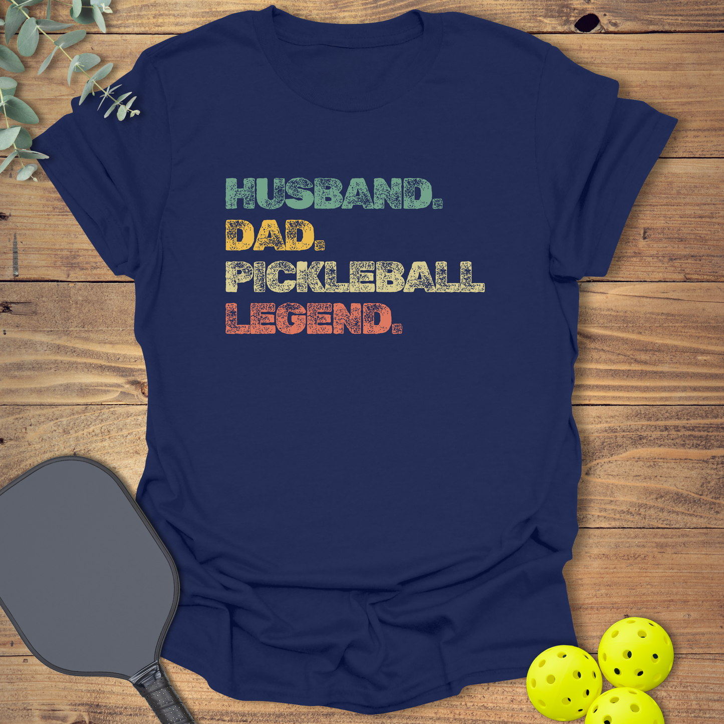 husband dad pickleball legend retro-style t-shirt in navy blue