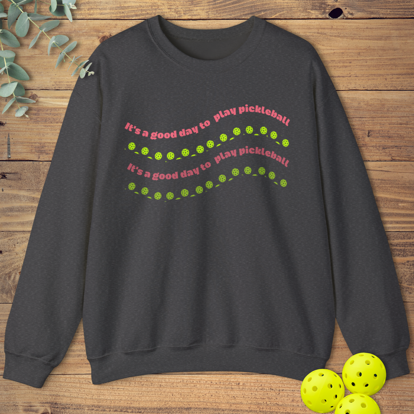 cute pickleball sweatshirt in dark grey