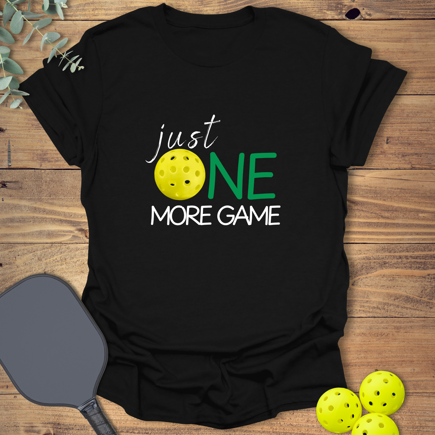 funny pickleball t-shirt with a bright design in black