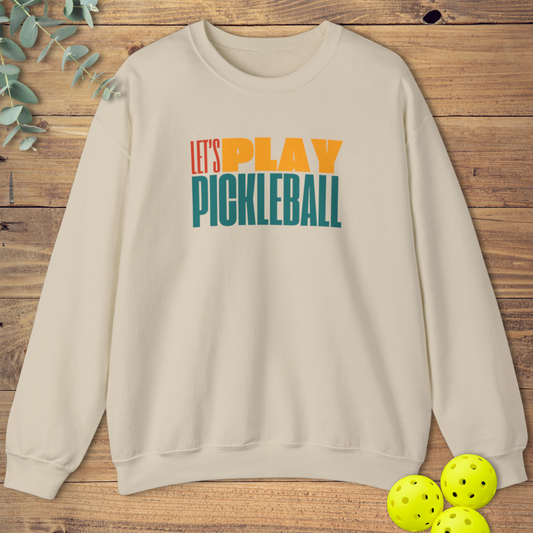 fun pickleball sweatshirt with a retro-style design in beige