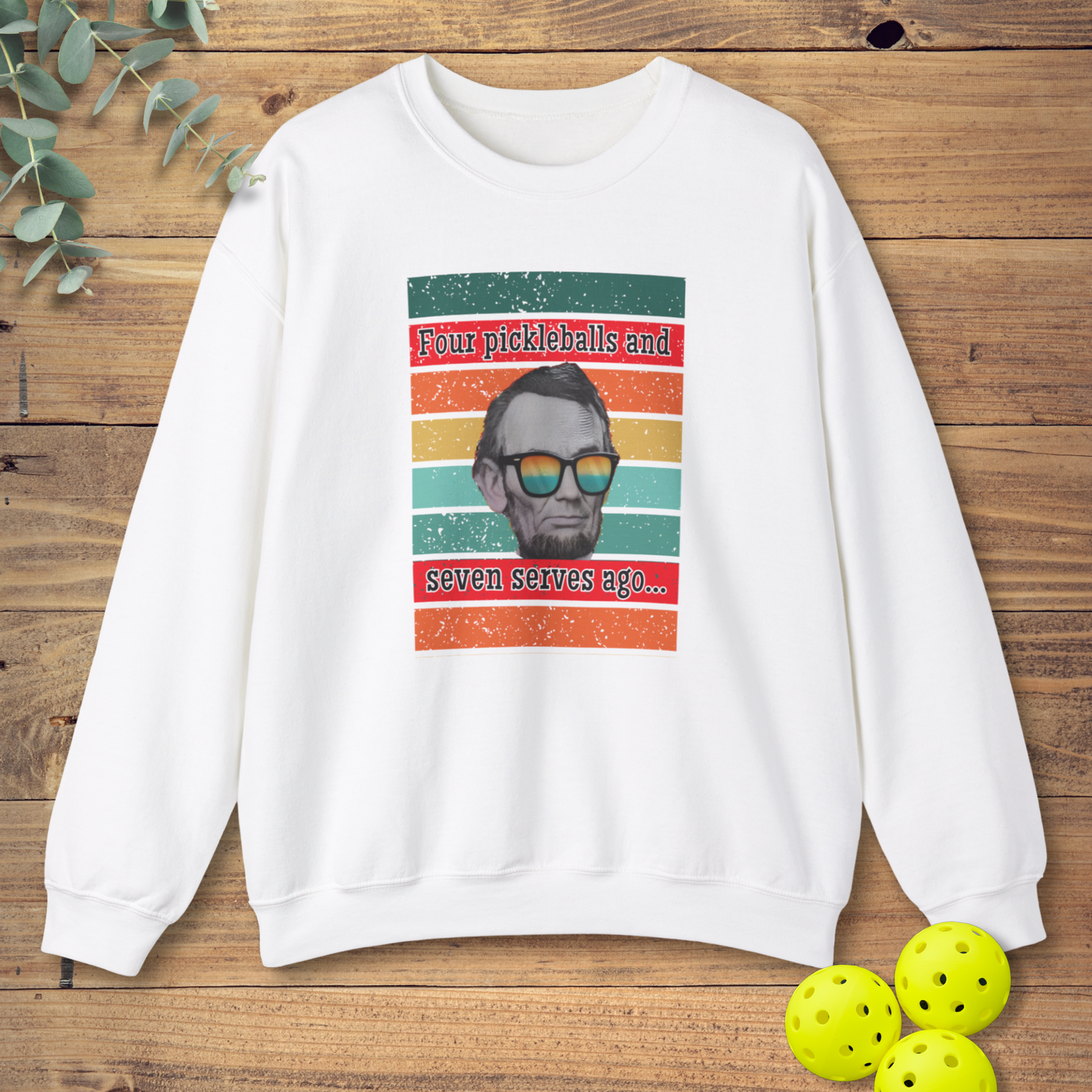 funny pickleball sweatshirt with a american patriotic design in white