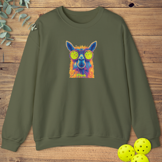 graphic pickleball sweatshirt with a pop-art style design in green