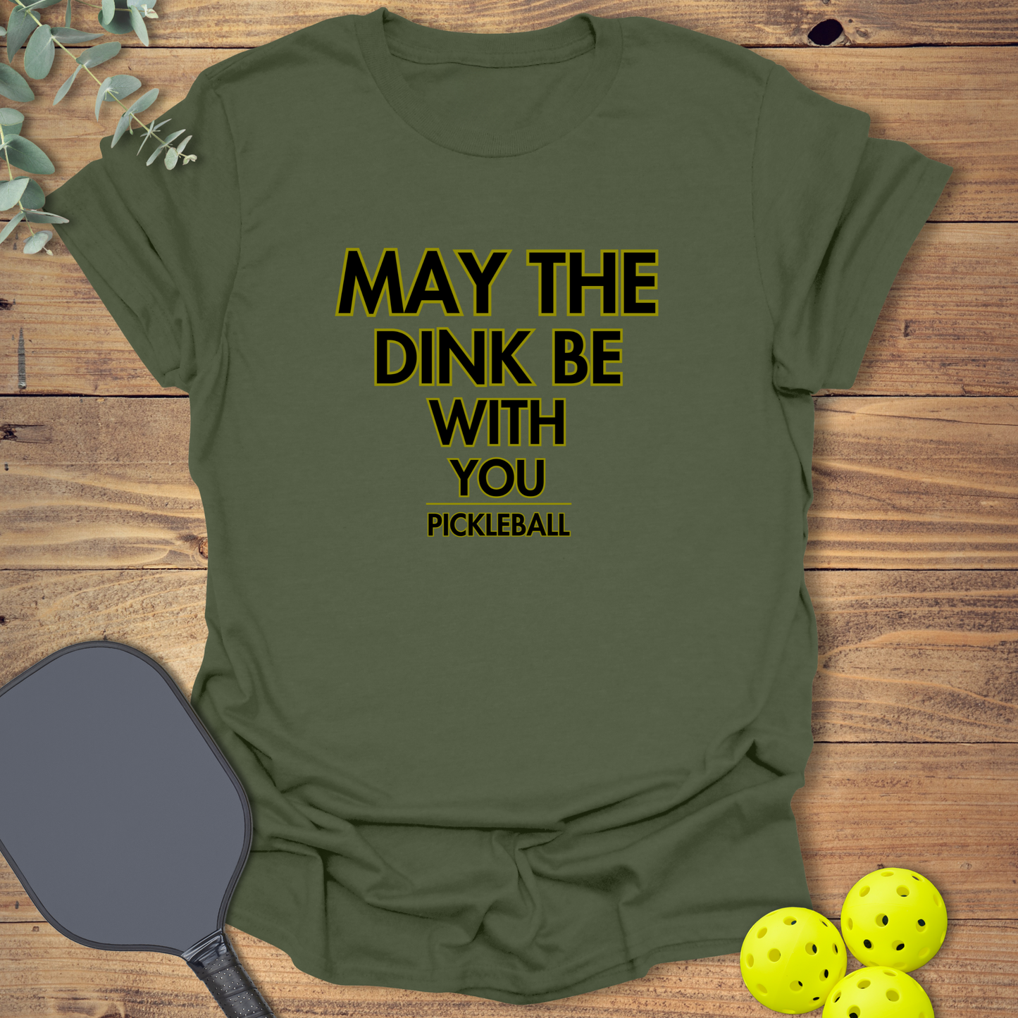 funny pickleball t-shirt with a star wars themed design in green