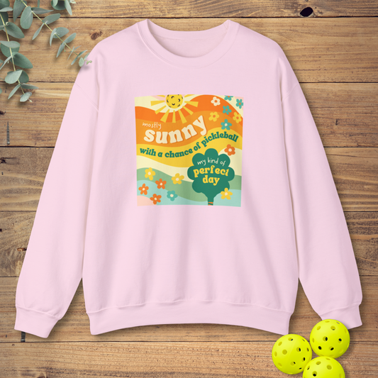 funny pickleball sweatshirt for a perfect pickleball day in light pink