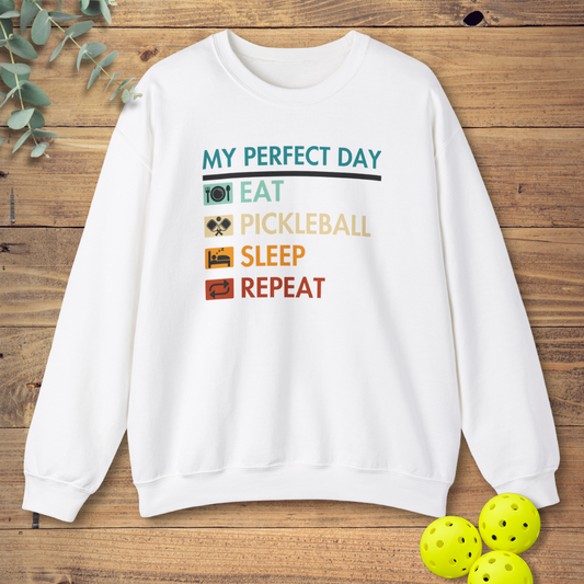 funny pickleball sweatshirt for the pickleball addict in white