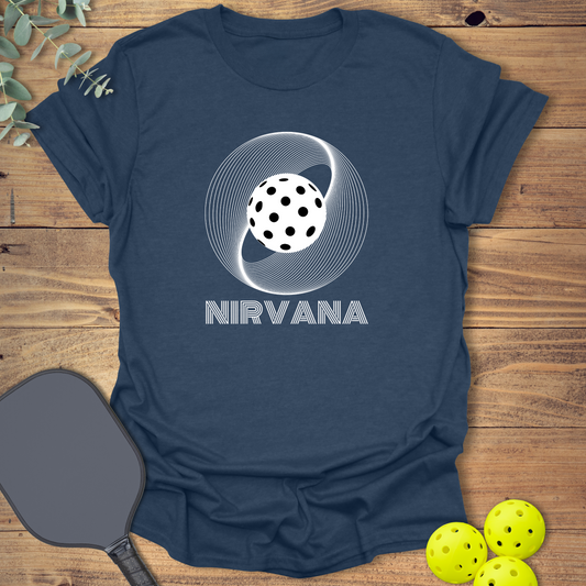 fun pickleball t-shirt with a nirvana design in blue