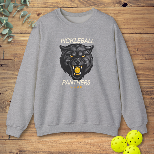 pickleball club sweatshirt with a panther design in sports grey
