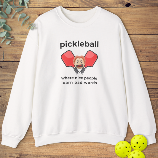 funny pickleball sweatshirt in white