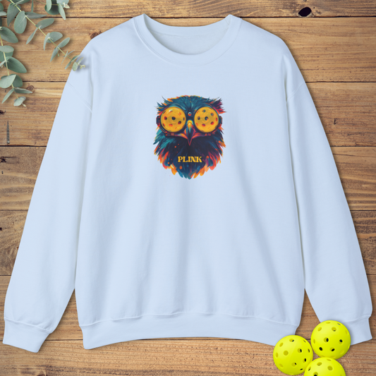 plink pickleball sweatshirt with a hawk design in light blue