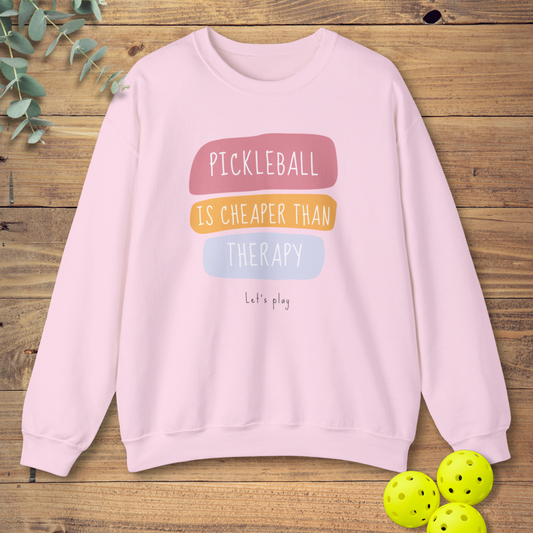 funny pickleball sweatshirt in light pink