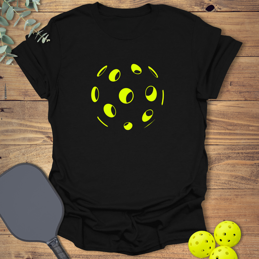 pickleball t-shirt with a simple pickleball outline in black