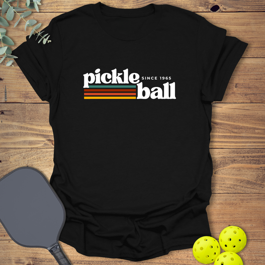 pickleball t-shirt with a retro-style design in black