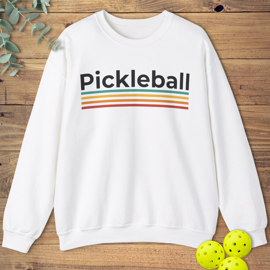 pickleball sweatshirt with a retro-style design in white