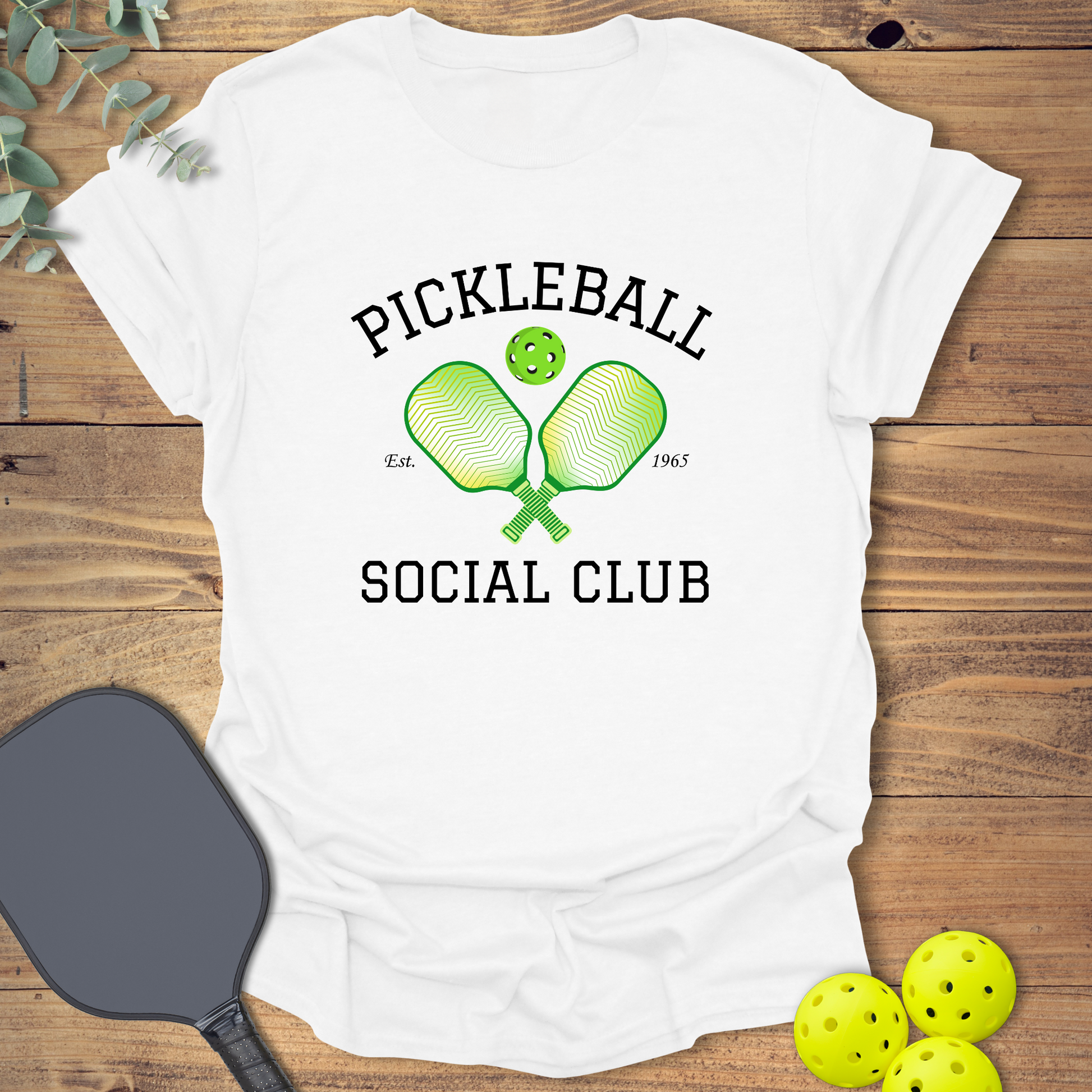 social club pickleball t-shirt with a classic design in white