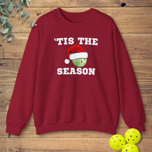 cute pickleball sweatshirt with a holiday design in red