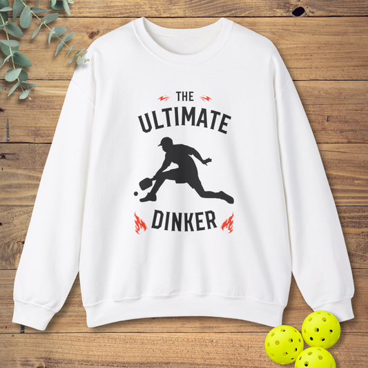 funny pickleball sweatshirt for the ultimate dinker in white