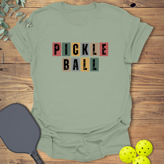 vintage pickleball t-shirt with a retro-style design in sage green
