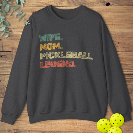 Pickleball sweatshirt for mom and wife in dark heather grey