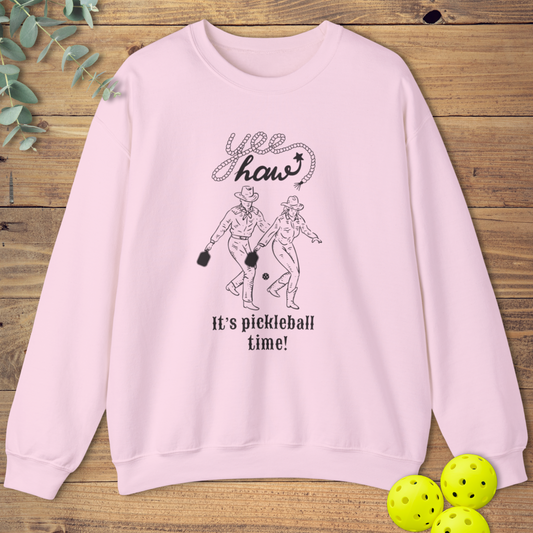 pickleball sweatshirt for cowboys and cowgirls in light pink