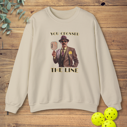 funny pickleball sweatshirt with a pop culture design in beige