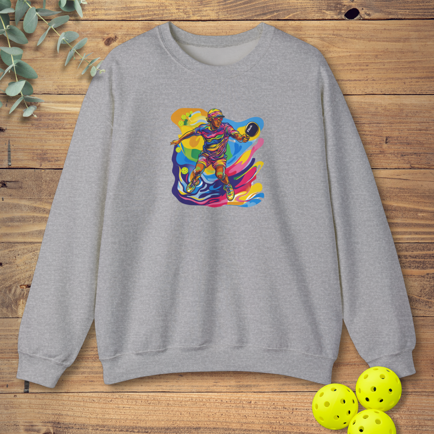 Colorful Pickleball Player Sweatshirt