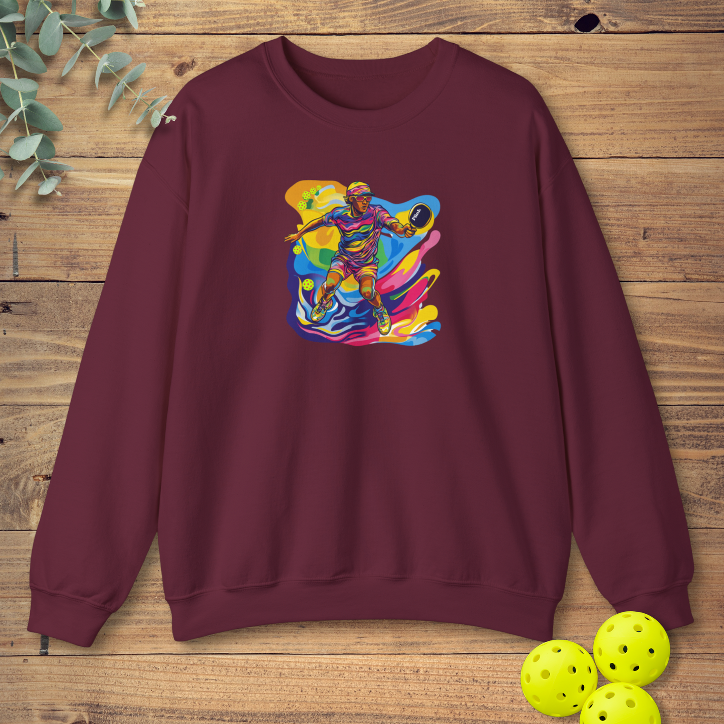 Colorful Pickleball Player Sweatshirt