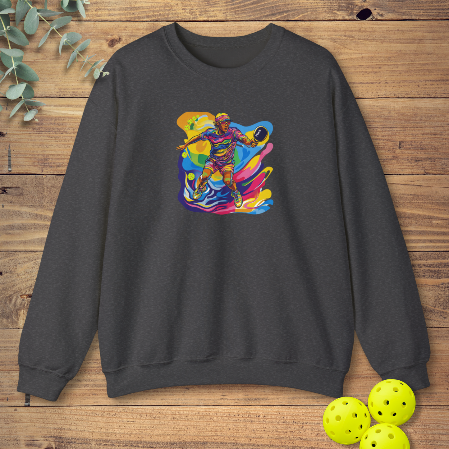 Colorful Pickleball Player Sweatshirt