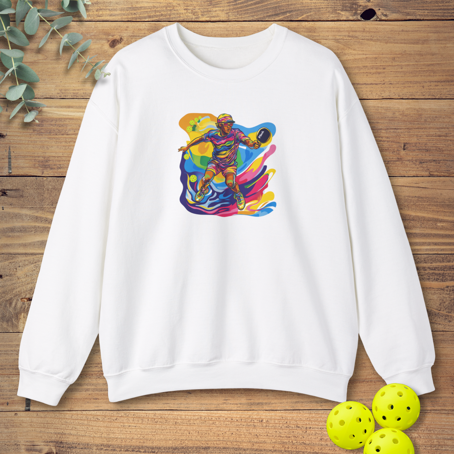 Colorful Pickleball Player Sweatshirt