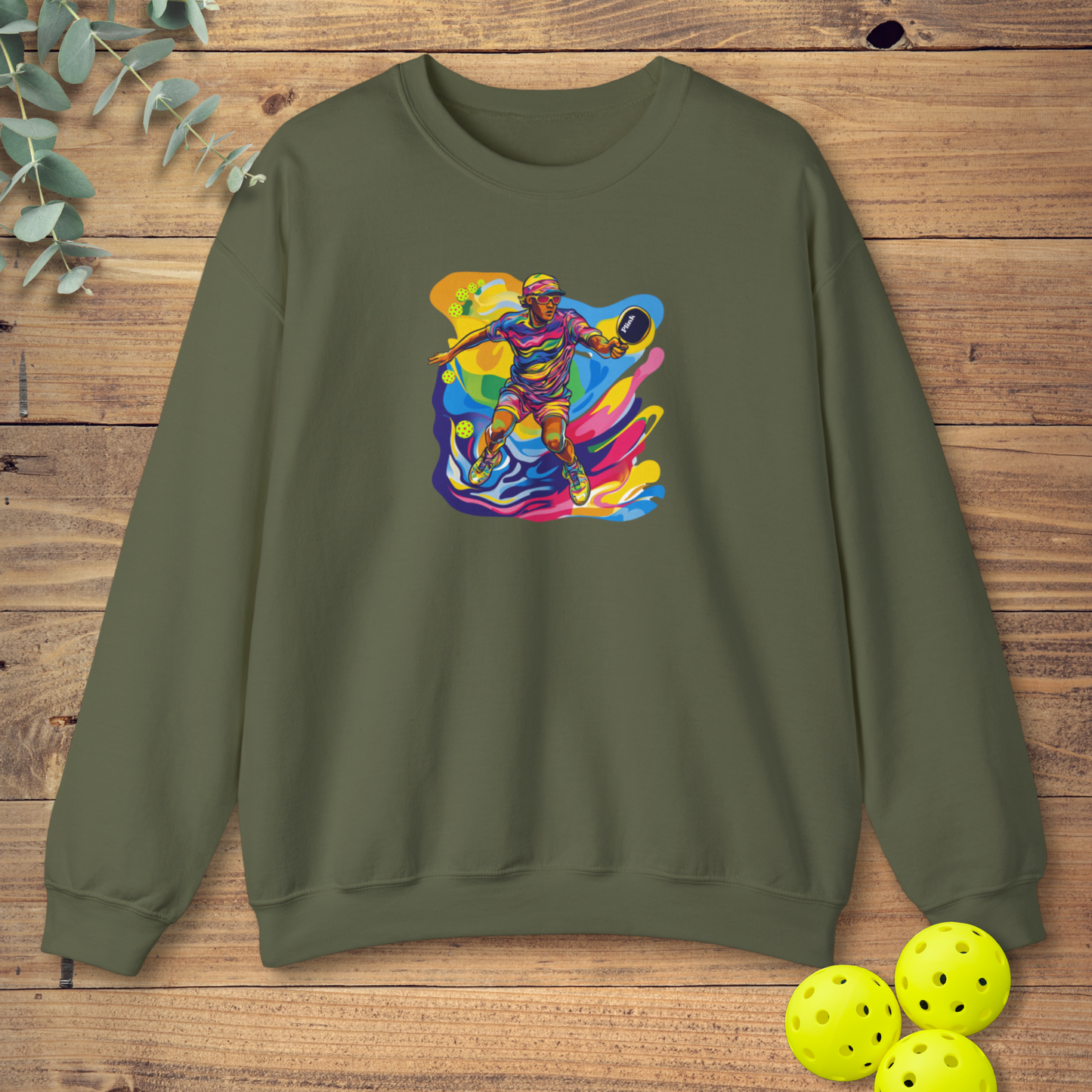 Colorful Pickleball Player Sweatshirt