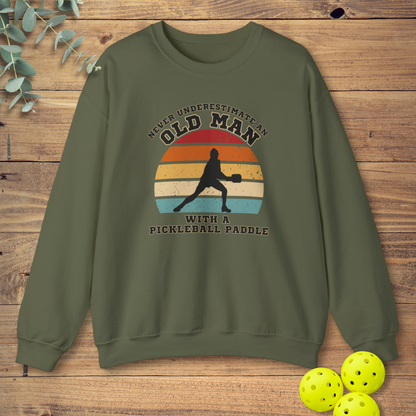 Old Man With A Pickleball Paddle Sweatshirt